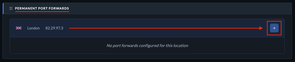 Port forward settings menu