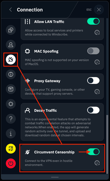 Circumvent Censorship Feature