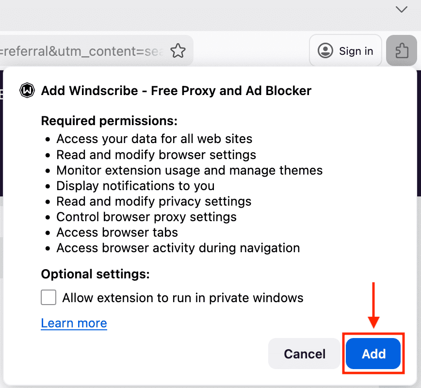 Confirming Add To Toolbar